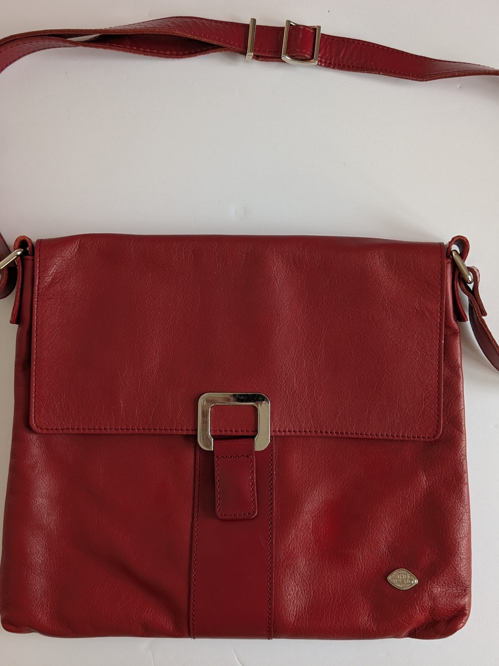 The Trend (Italy) Red Leather Crossbody Bag with Buckle